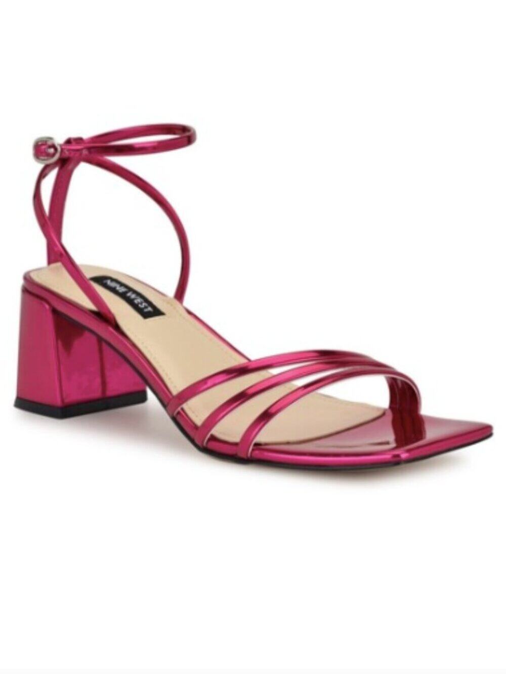 Nine West Embae Block Heel Square Toe Dress Heel Sandals pink - 5.5